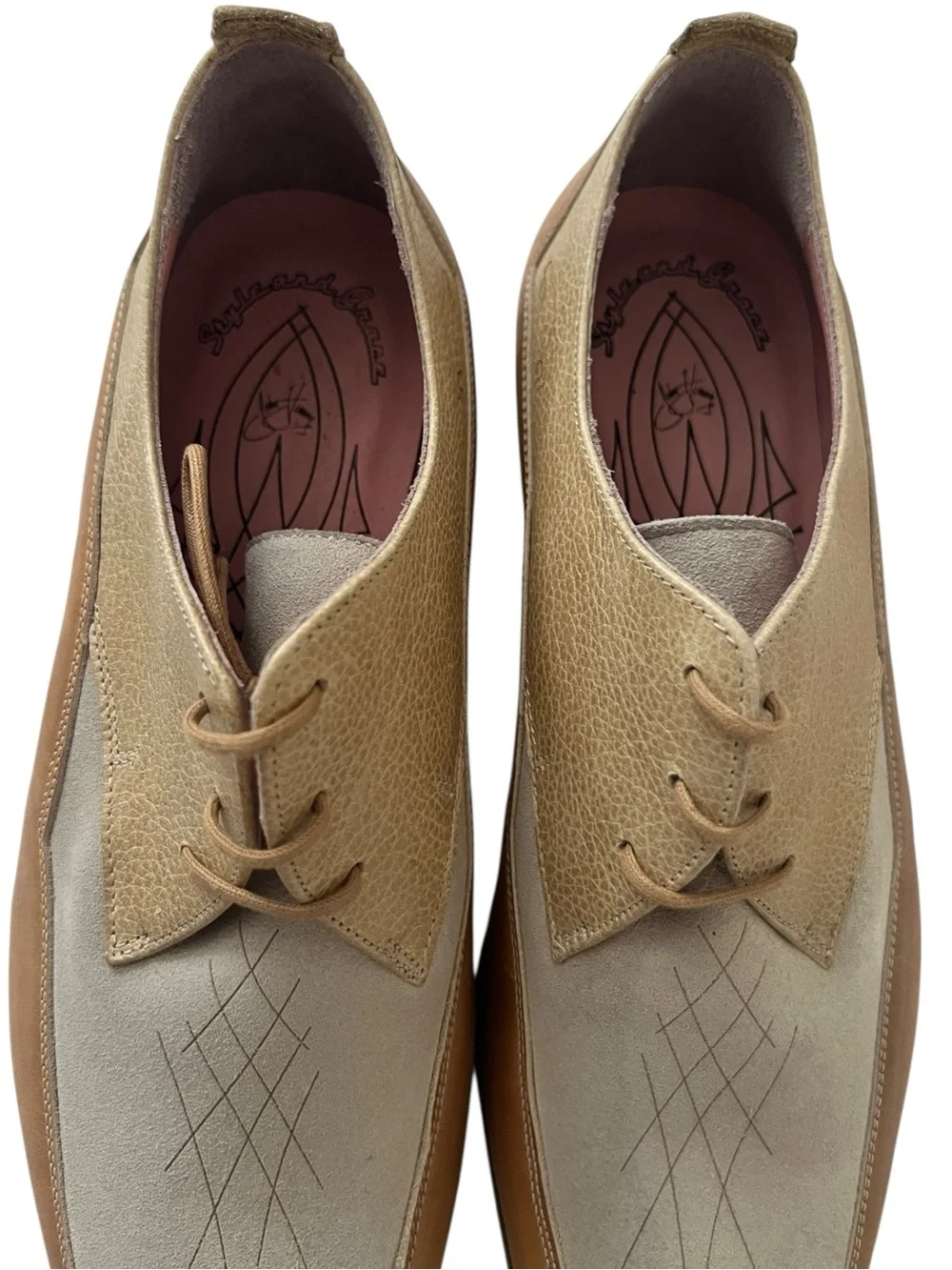 John Fluevog James Dean Tan With Beige Combo Shoes Size 11